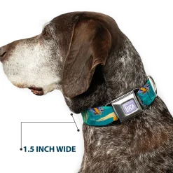 LUCA Logo Full Color Lavender/White Seatbelt Buckle Collar - Luca and Alberto Sea Monsters Swimming Poses Turquoise Blues