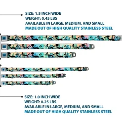 LUCA Logo Full Color Turquoise/Black Seatbelt Buckle Collar - Luca and Alberto Sea Monsters Underwater Silhouette Ombre/Black