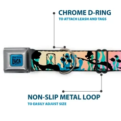 LUCA Logo Full Color Turquoise/Black Seatbelt Buckle Collar - Luca and Alberto Sea Monsters Underwater Silhouette Ombre/Black