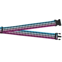 Luggage Strap - 2.0" - Buffalo Plaid Turquoise/Fuchsia Fade