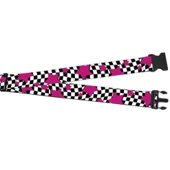 Luggage Strap - 2.0" - Checker & Stars Black/White/Pink