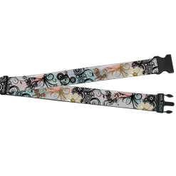 Luggage Strap - 2.0" - Flowers w/Filigree Pink