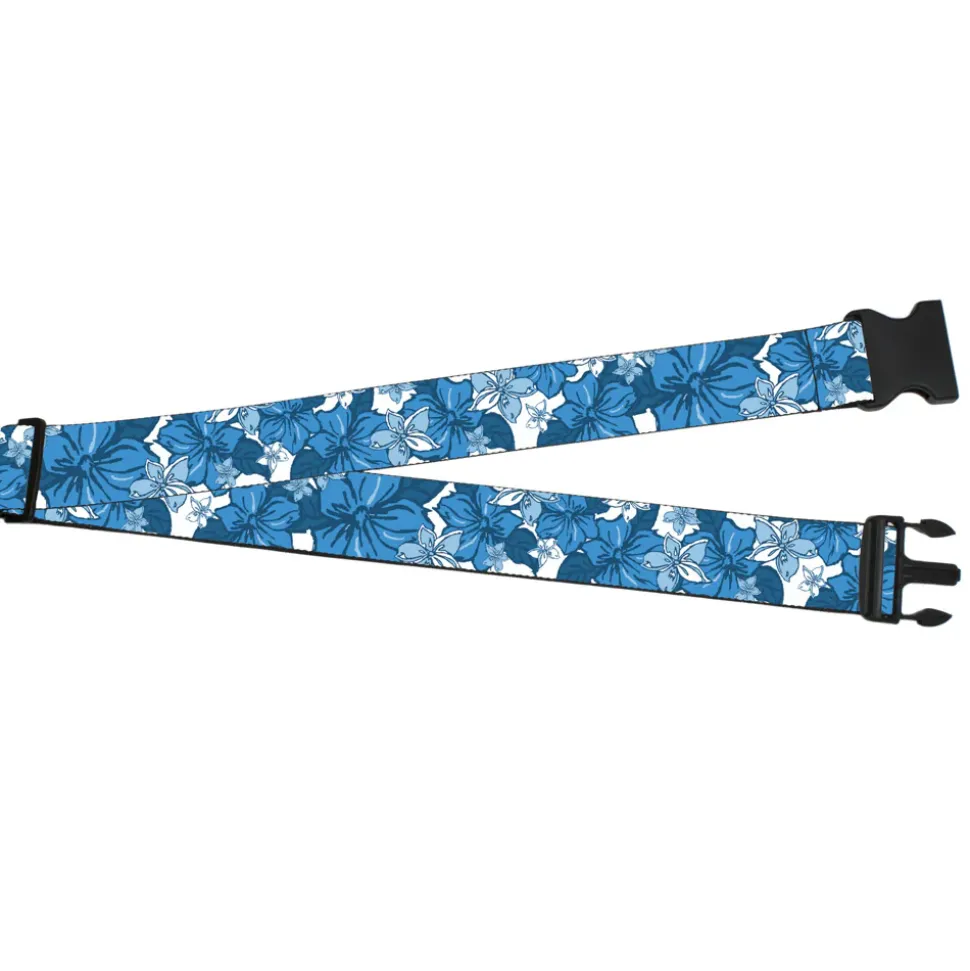 Luggage Strap - 2.0" - Hibiscus Collage White/Blues