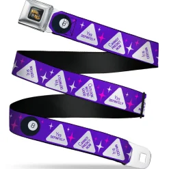 MAGIC 8 BALL Logo Full Color Black/Orange/White Seatbelt Belt - Magic 8 Ball Answers Flip Blue/White Webbing