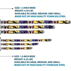 Maleficent Face Full Color Purple Fade Seatbelt Buckle Collar - Maleficent Poses