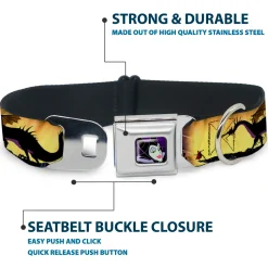 Maleficent Face Full Color Purple Fade Seatbelt Buckle Collar - Maleficent Poses