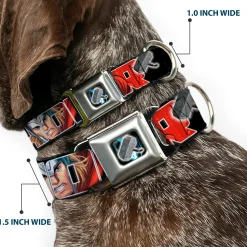 MARVEL AVENGERS Thor's Hammer Full Color Seatbelt Buckle Collar - THOR Poses/Hammer