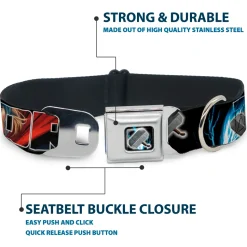 MARVEL AVENGERS Thor's Hammer Full Color Seatbelt Buckle Collar - THOR Poses/Hammer