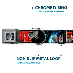 MARVEL AVENGERS Thor's Hammer Full Color Seatbelt Buckle Collar - THOR Poses/Hammer