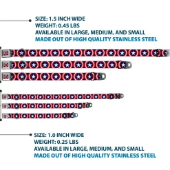 MARVEL COMICS Captain America Shield Full Color Navy Seatbelt Buckle Collar - Captain America Shield Repeat Navy