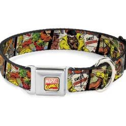 Marvel Comics Logo Full Color Seatbelt Buckle Collar - 5-Classic Luke Cage Comic Scene Blocks