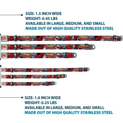 MARVEL COMICS Marvel Comics Logo Full Color Seatbelt Buckle Collar - THE AMAZING SPIDER-MAN Stacked Comic Books/Action Poses