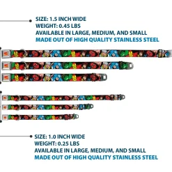 MARVEL COMICS Marvel Comics Logo Full Color Seatbelt Buckle Collar - 5-Marvel Characters Black