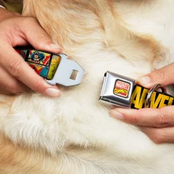 MARVEL COMICS Marvel Comics Logo Full Color Seatbelt Buckle Collar - MARVEL/Retro Comic Panels Black/Yellow