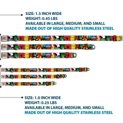 MARVEL COMICS Marvel Comics Logo Full Color Seatbelt Buckle Collar - Marvel Superhero Comic Blocks