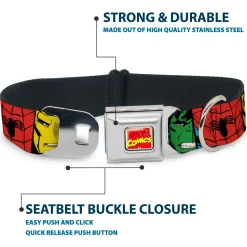 MARVEL COMICS Marvel Comics Logo Full Color Seatbelt Buckle Collar - Marvel Superhero Comic Blocks