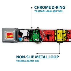 MARVEL COMICS Marvel Comics Logo Full Color Seatbelt Buckle Collar - Marvel Superhero Comic Blocks