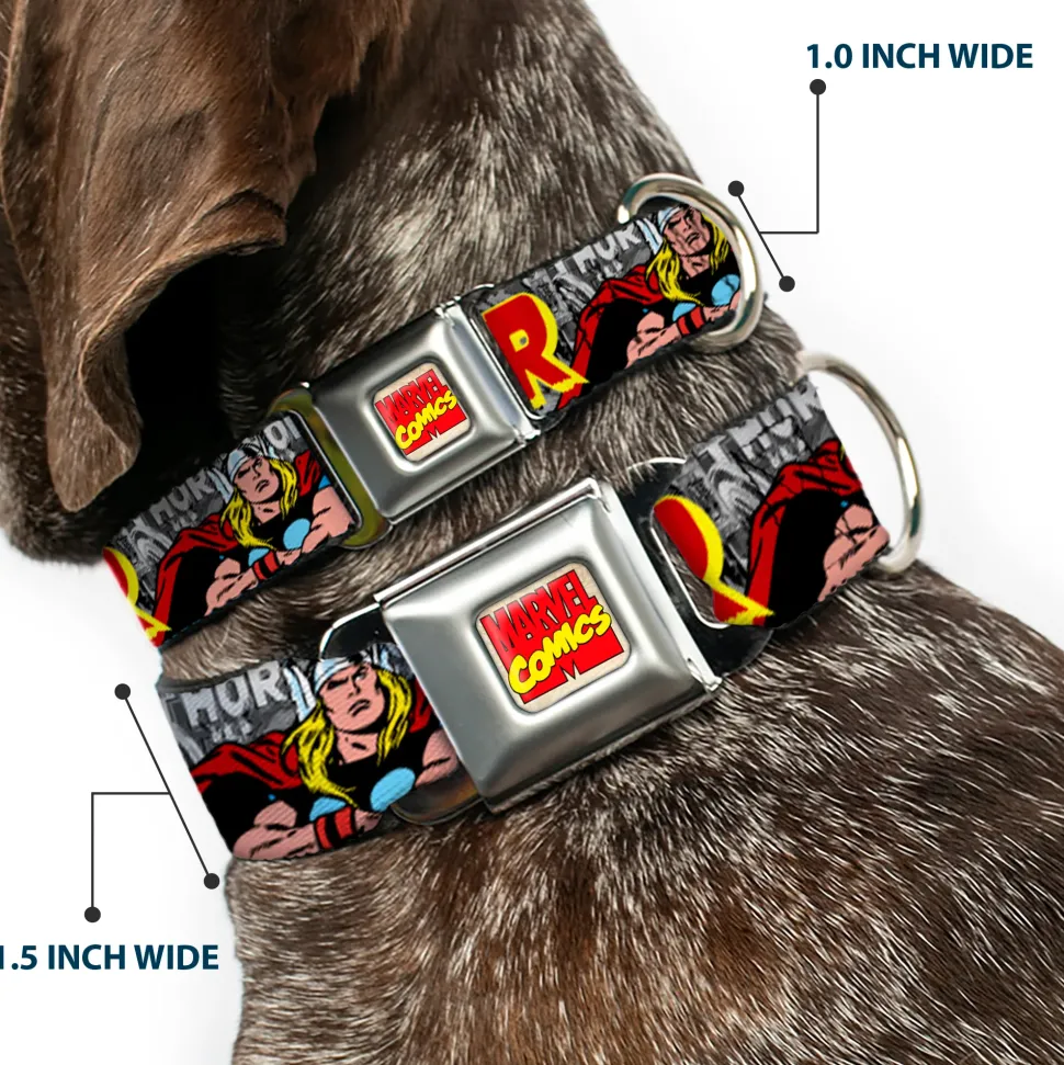 Marvel Comics Seatbelt Buckle Collar - THE MIGHTY THOR Action Poses