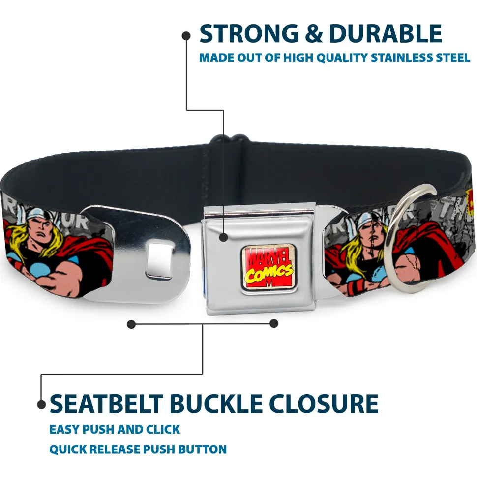 Marvel Comics Seatbelt Buckle Collar - THE MIGHTY THOR Action Poses
