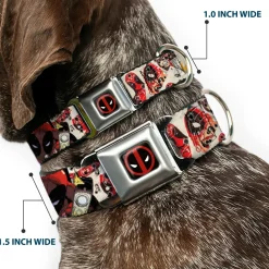MARVEL DEADPOOL Deadpool Logo Full Color Black Red White Seatbelt Buckle Collar - Deadpool Shooting/Targets