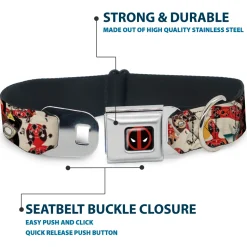 MARVEL DEADPOOL Deadpool Logo Full Color Black Red White Seatbelt Buckle Collar - Deadpool Shooting/Targets