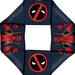 MARVEL DEADPOOL Dog Toy Squeaky Octagon Flyer - Deadpool This Guy Pose Logo2 Gray Red Black White