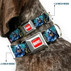 MARVEL UNIVERSE MARVEL Full Color Red White Seatbelt Buckle Collar - New Avengers Group Snow Storm Pose