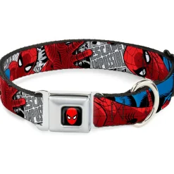 MARVEL UNIVERSE Spider-Man Full Color Seatbelt Buckle Collar - Spider-Man Action ESCAPE IMPOSSIBLE Gray