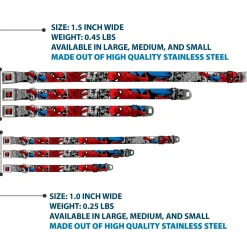 MARVEL UNIVERSE Spider-Man Full Color Seatbelt Buckle Collar - Spider-Man Action ESCAPE IMPOSSIBLE Gray