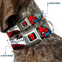 MARVEL UNIVERSE Spider-Man Full Color Seatbelt Buckle Collar - Spider-Man w/Action Verbiage