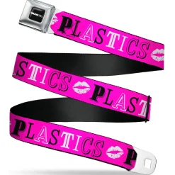 MEAN GIRLS Title Logo Full Color Black/White Seatbelt Belt - Mean Girls PLASTICS Collage Pink/Black/White Webbing