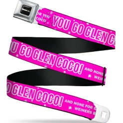 MEAN GIRLS Title Logo Full Color Black/White Seatbelt Belt - Mean Girls YOU GO GLEN COCO Pink/White Webbing