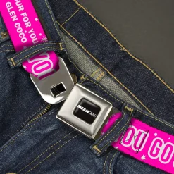 MEAN GIRLS Title Logo Full Color Black/White Seatbelt Belt - Mean Girls YOU GO GLEN COCO Pink/White Webbing
