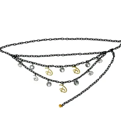 Metal Chain Belt - Black Chain with Disney Signature D Silver and Gold Charms