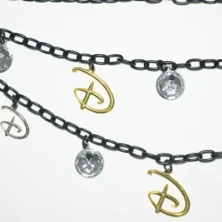 Metal Chain Belt - Black Chain with Disney Signature D Silver and Gold Charms