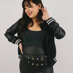 Metal Chain Belt - Black Chain with Disney Signature D Silver and Gold Charms