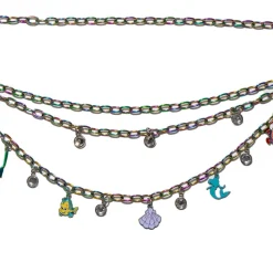 Metal Chain Belt - Iridescent Rainbow Chain with The Little Mermaid Ariel Charms
