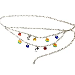 Metal Chain Belt - Silver Chain with Pixar Luxo Ball and Luxo Jr Lamp Charms