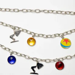 Metal Chain Belt - Silver Chain with Pixar Luxo Ball and Luxo Jr Lamp Charms