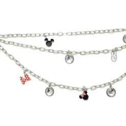 Metal Chain Belt - Silver Chain with Disney Mickey Mouse and Minnie Mouse Charms