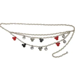 Metal Chain Belt - Silver Chain with Mickey Mouse Head Charms Silver Red Black