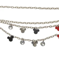 Metal Chain Belt - Silver Chain with Mickey Mouse Head Charms Silver Red Black