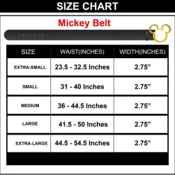 Mickey Ears Outline Gold Cast Buckle - Black PU Strap Belt