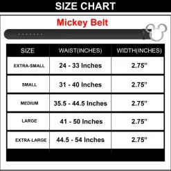 Mickey Ears Outline Silver Cast Buckle - Black PU Strap Belt