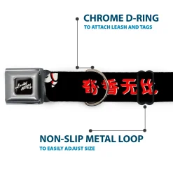 Mickey Mouse LUCKY MICKEY Script Full Color Black/White Seatbelt Buckle Collar - Mickey Mouse Smelling Pose Black/White/Reds