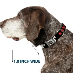 Mickey Mouse LUCKY MICKEY Script Full Color Black/White Seatbelt Buckle Collar - Mickey Mouse Smelling Pose Black/White/Reds