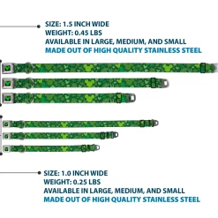 Mickey Silhouette Full Color Black Green Seatbelt Buckle Collar - St. Patrick's Day Mickey Collage Greens