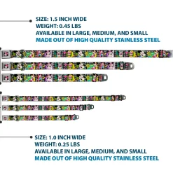 Mini Minnie Mouse Face CLOSE-UP Full Color Black Seatbelt Buckle Collar - Mini Minnie Fashion Poses/Polka Dot Black/White/Multi Color