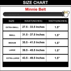 Minnie Mouse Ears w/Bow Outline Silver/Gold Cast Buckle - Black PU Strap Belt