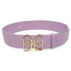 Minnie Mouse Gold Bow Cast Buckle - Lilac PU Strap Belt